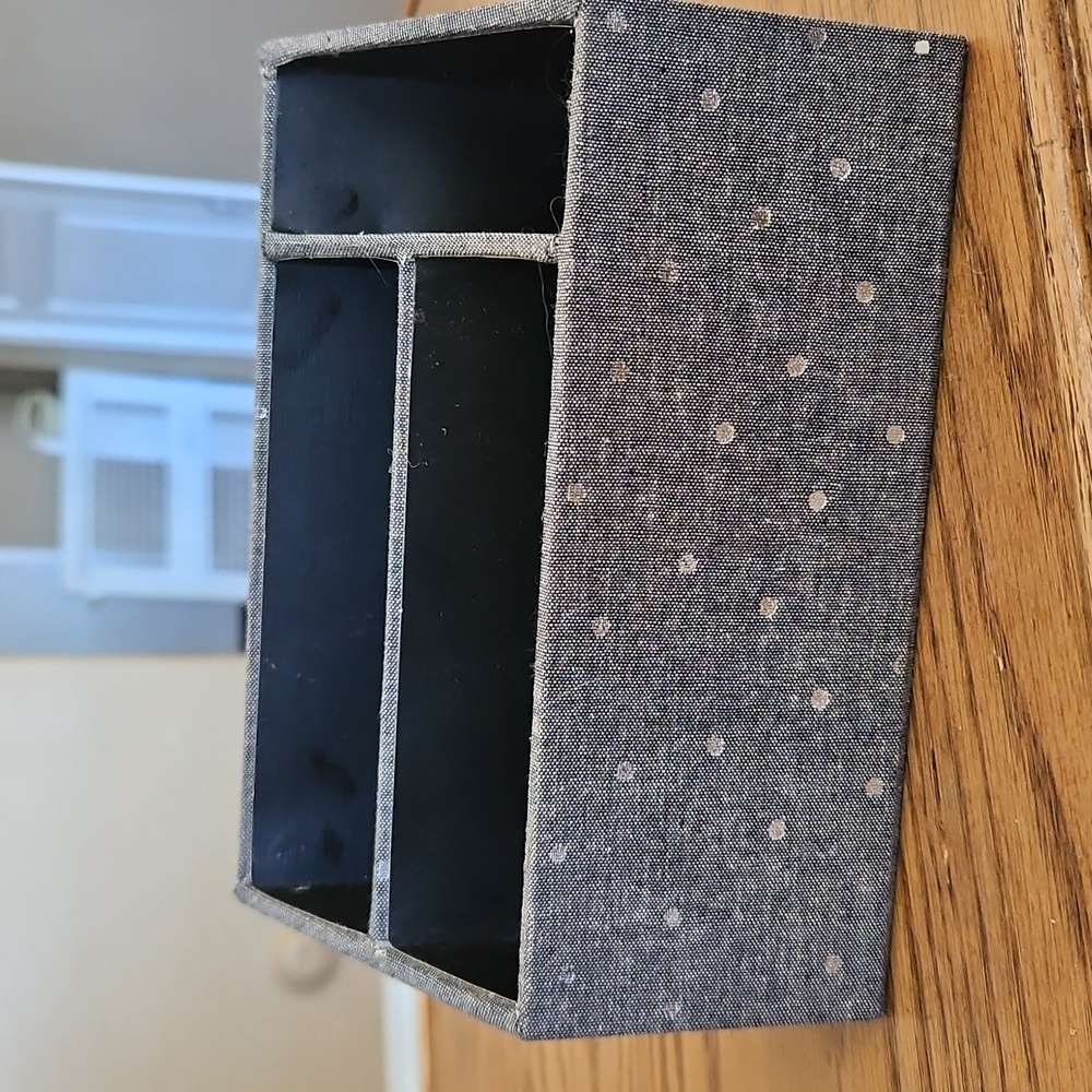 Clementine Denim Polka Dots Office Organizer Desk Caddy - blue gray & silver